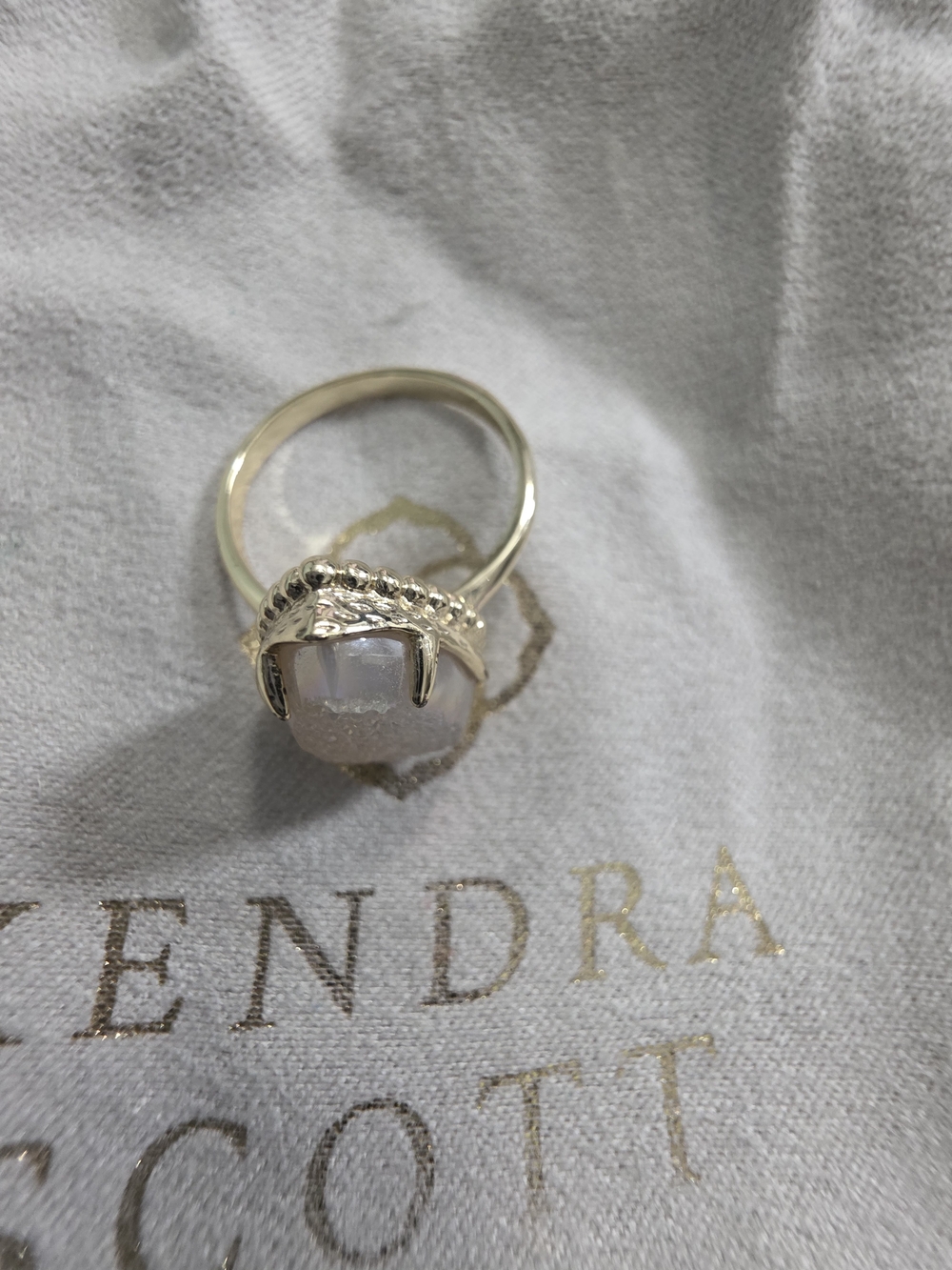 Kendra Scott Gold Ring with White Druzy